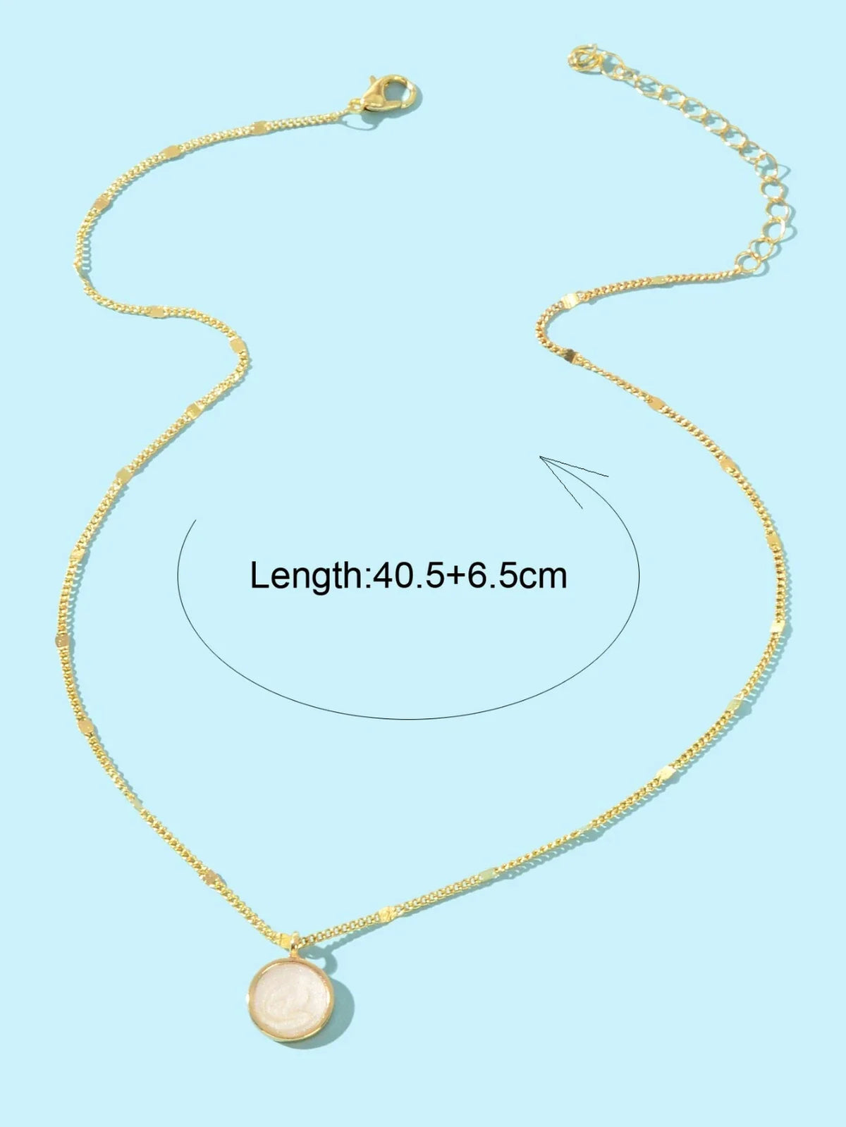 Textured Jewellery Gold Chain White Enamel Round Pendant Necklace Accessories