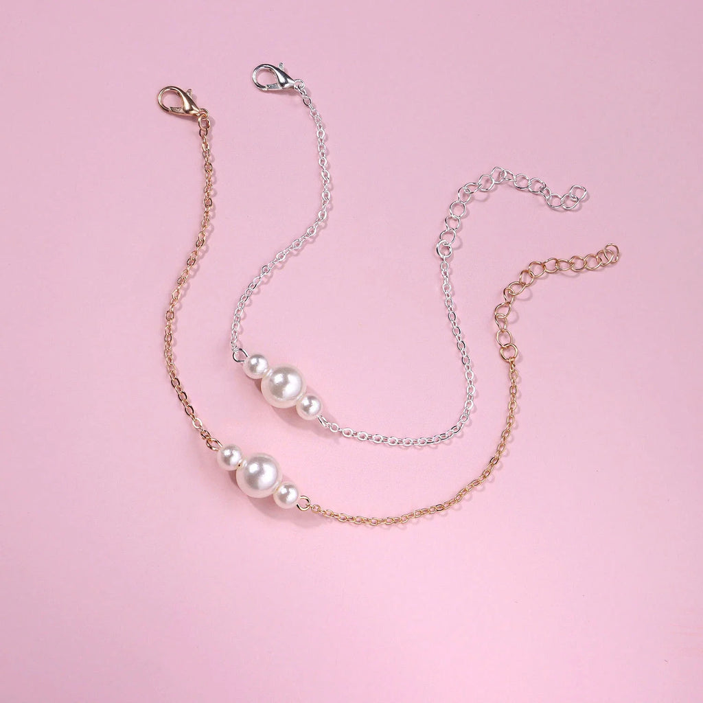 Pearl Adorned Minimalist Chain Bracelet - Elegant Simplicity for Every Occasion