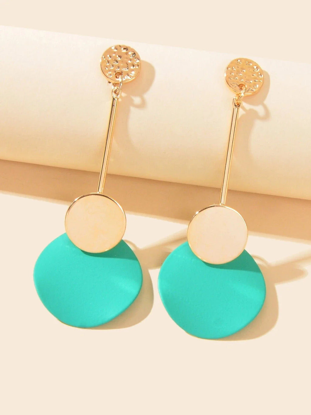 Gold Metal Red Green Geometric Chandelier Pendant Earrings for Women Teens Girls