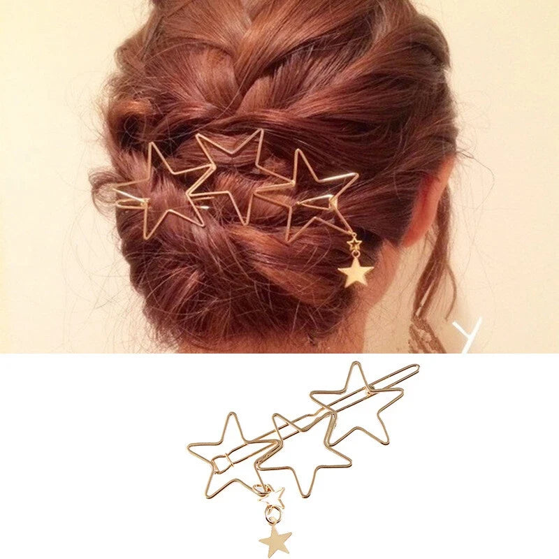 Minimalist Gold Metal Star Hair Clips Barrette Women Fashion Hair Accessories
