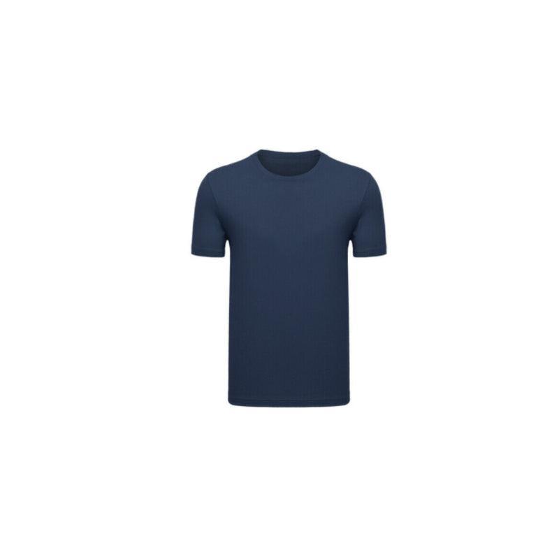 Heavy Cotton Short Sleeve T Shirt Plain Basic Tee Mens Top Dark Blue Size Large