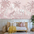 Safari Animals in Tropical Paradise Wall Mural