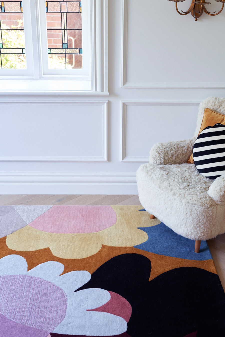 Hand Tufted Wool Rug | Lavender, Black & Burnt Orange | Wool | Safariflor by Rugfine
