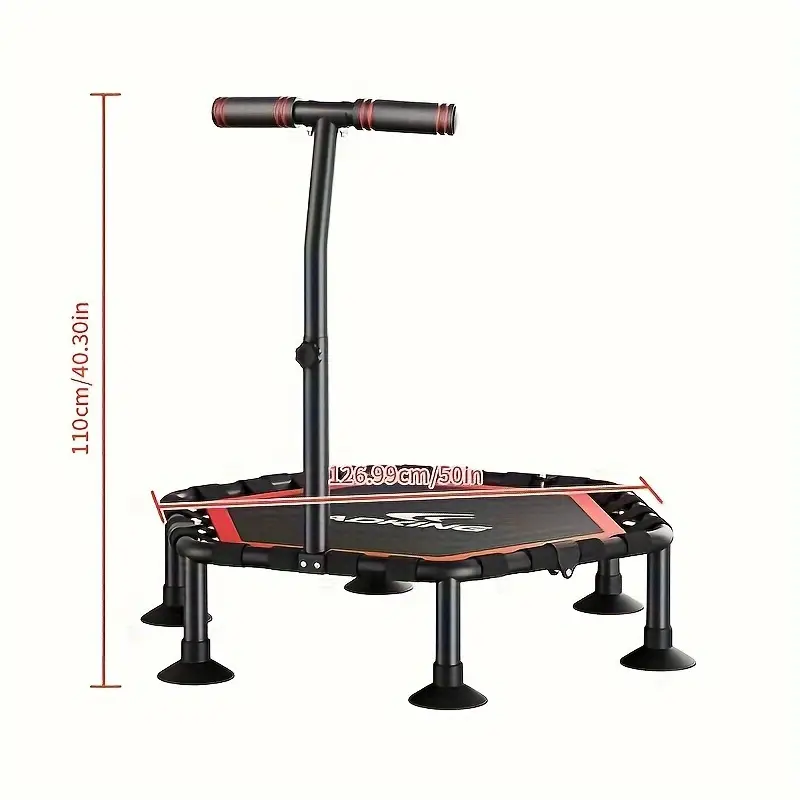 Indoor Fitness Trampoline with Handrail-3