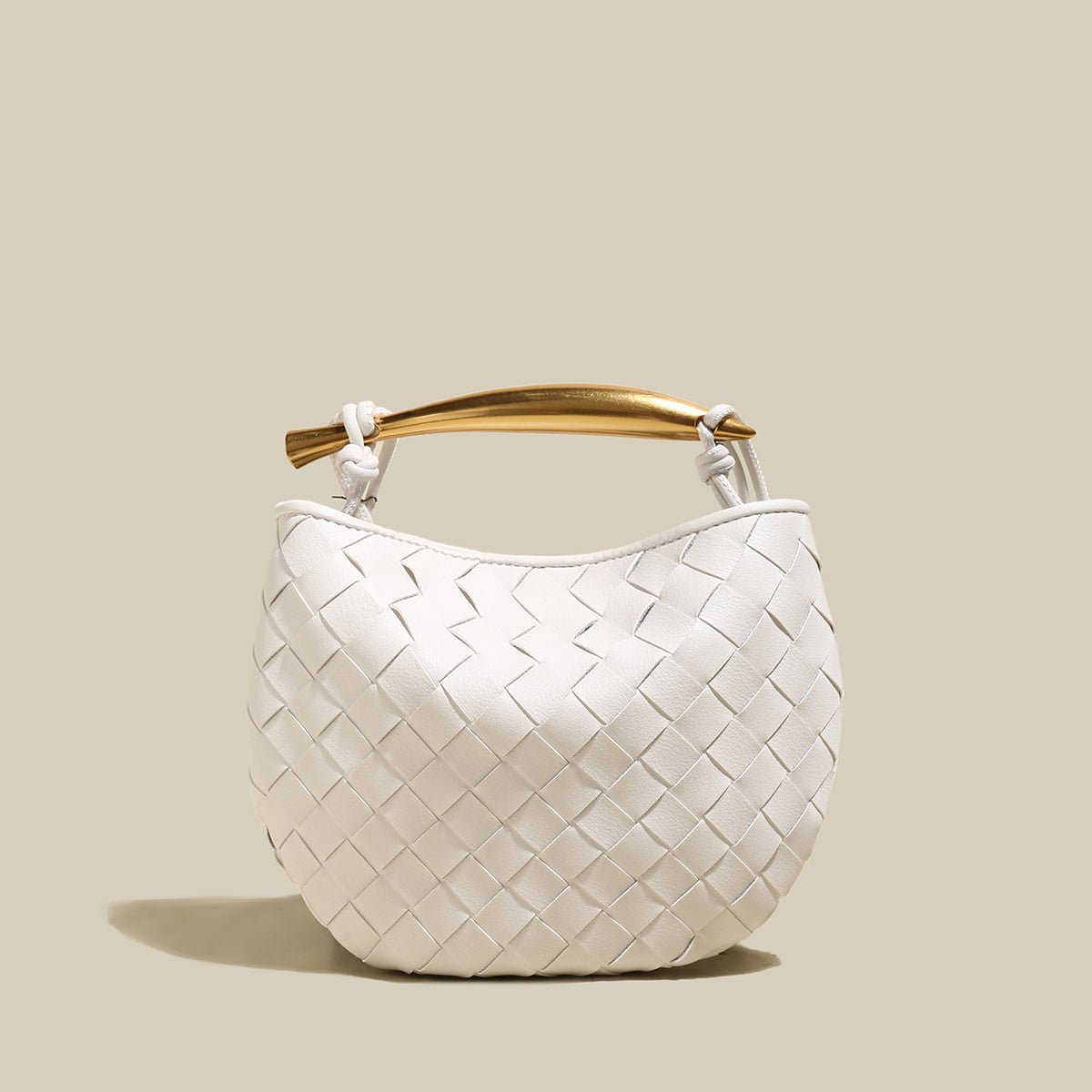 Sculpted Riviera Woven Leather Hobo Bag – Metal Arc Handle Shoulder Bag with Hand-Knotted Details & Convertible Strap - Shoulder Bags at Dealshubindia