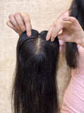 Hair Topper for PCOS Hair Loss | Silk Base | Natural Black | Straight | Remy Hair India