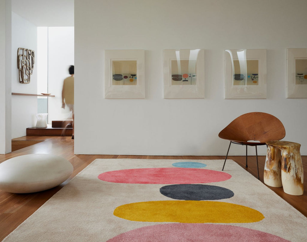 Hand Tufted Rug | Beige, Pink & Yellow | Wool | Sonifex by Rugfine