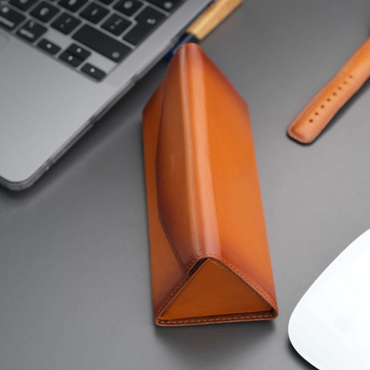 Triangle Leather Glasses Case – Vintage Eyewear Holder - Eyewear Cases at Dealshubindia
