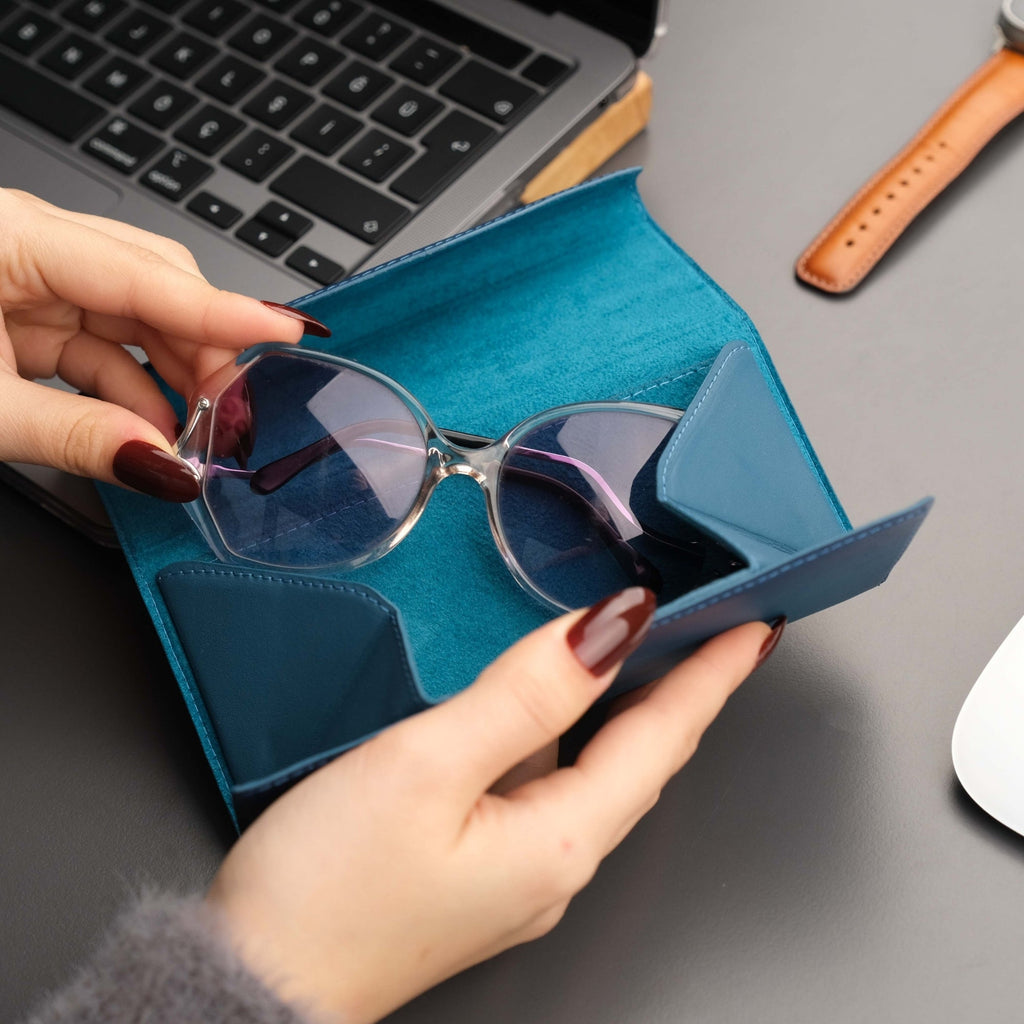 Triangle Leather Glasses Case – Vintage Eyewear Holder - Eyewear Cases at Dealshubindia