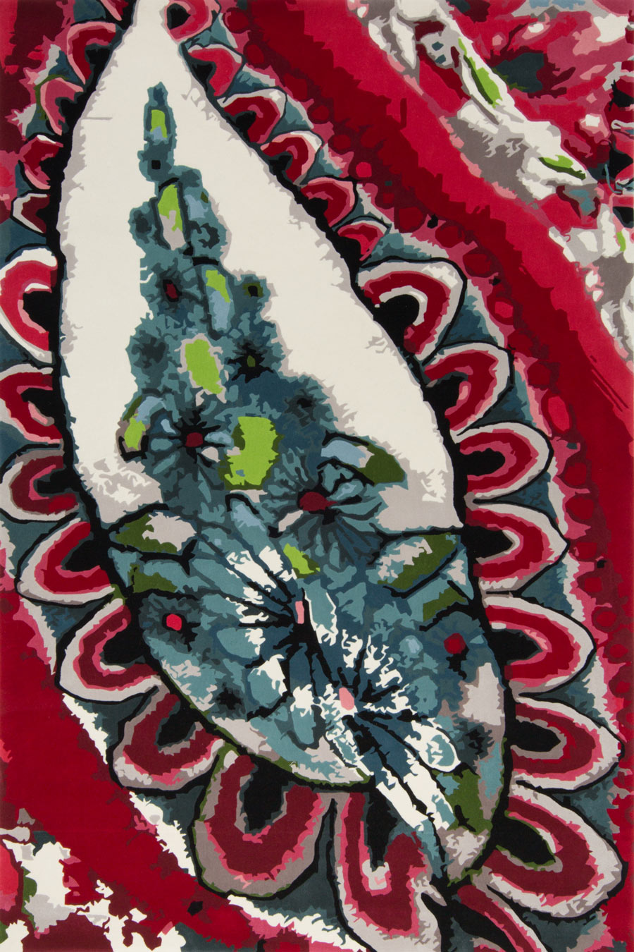 Hand Tufted Floral Wool Rug | Crimson, Teal & Lime Green — Twizmo by Rugfine