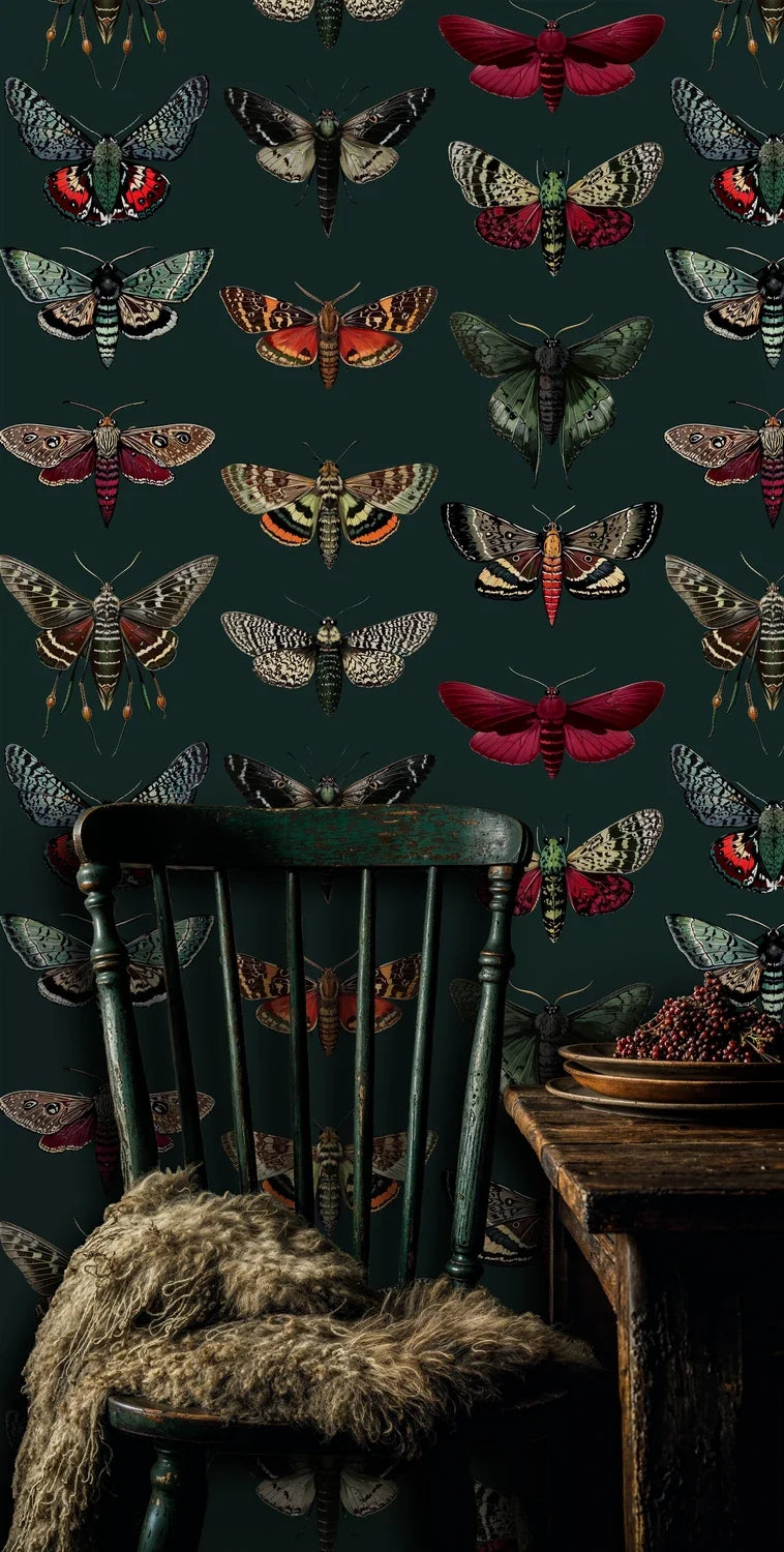 Vintage Moth Collection Wallpaper