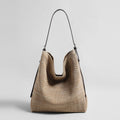 Woven Textile Hobo Shoulder Bag – Draped V-Top with Adjustable Leather Strap - Shoulder Bags at Dealshubindia