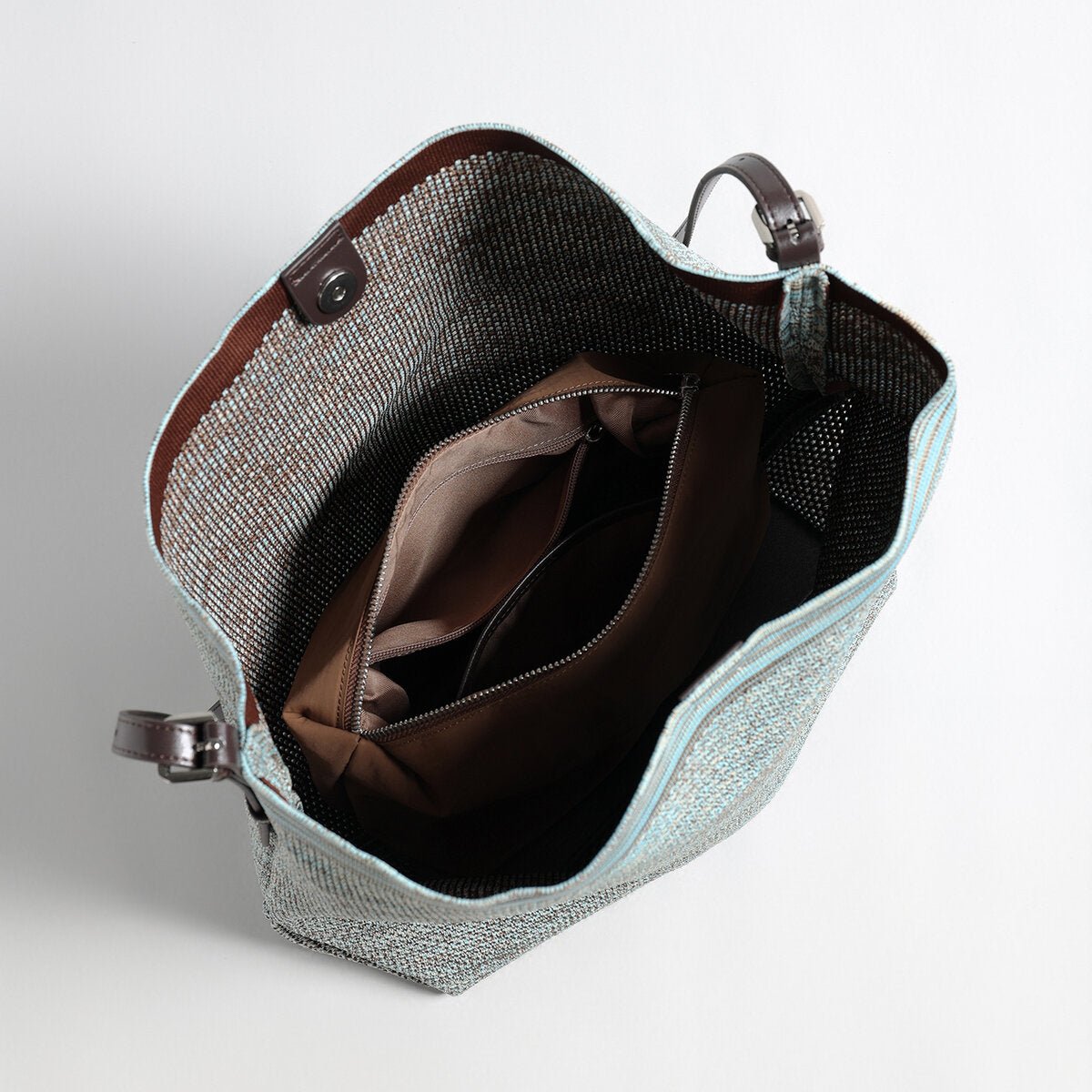 Woven Textile Hobo Shoulder Bag – Draped V-Top with Adjustable Leather Strap - Shoulder Bags at Dealshubindia