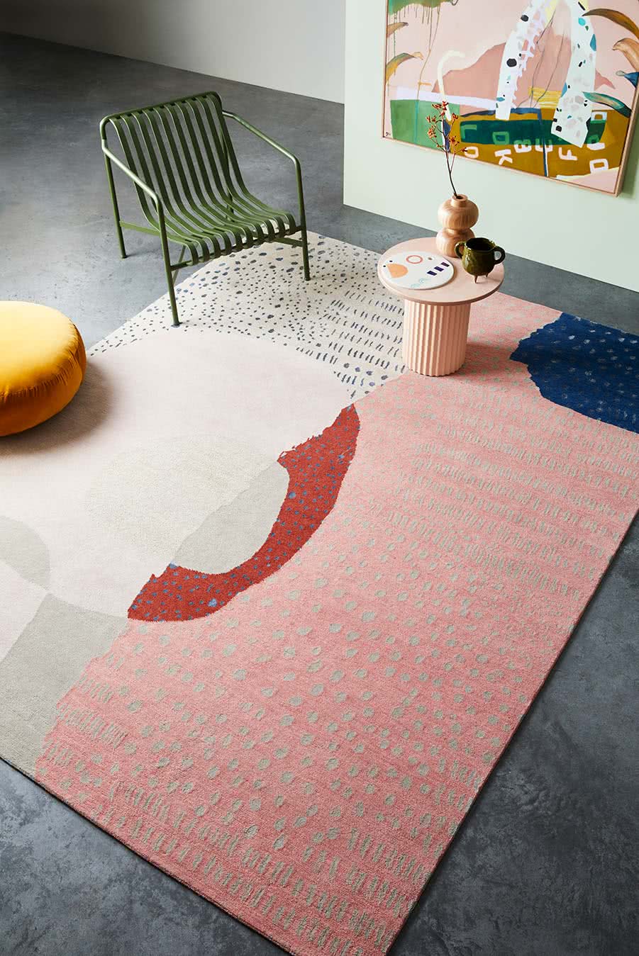 Hand Tufted Rug | Blush Pink, Ivory & Navy | Wool | Zenvia by Rugfine